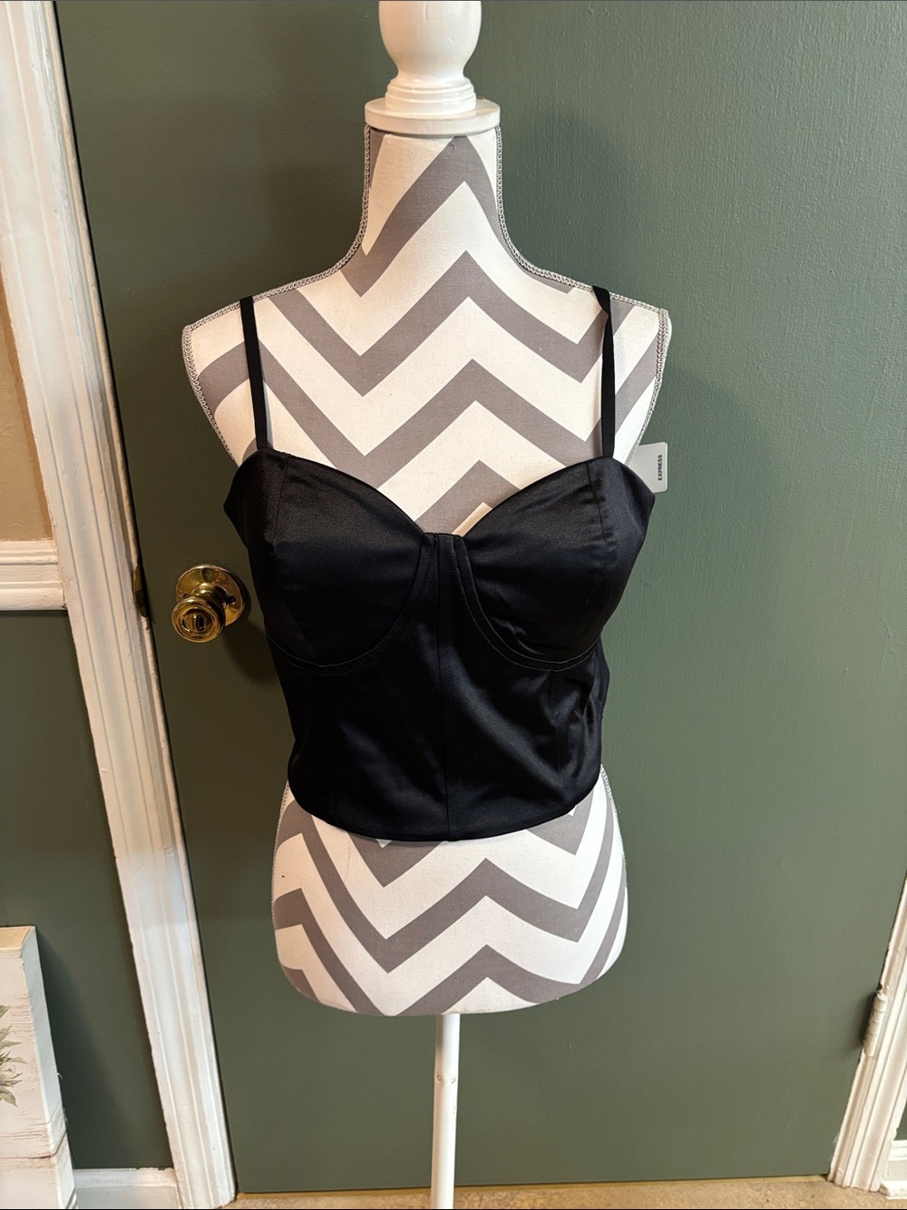 Express Black Satin Bustier Crop Top